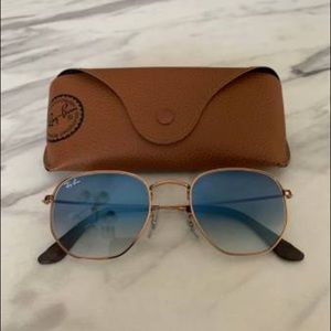 ray ban hexagonal light blue